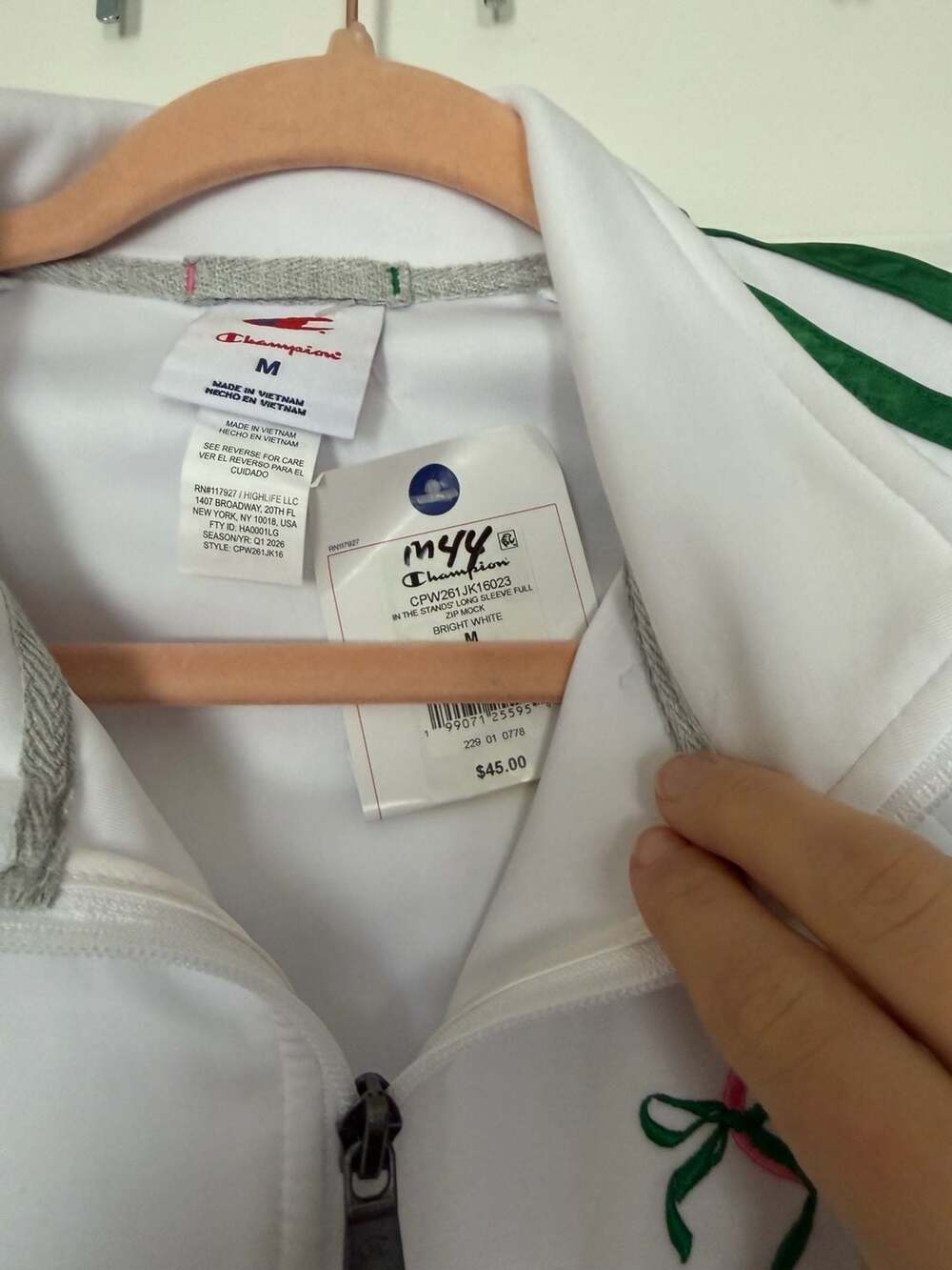 Champion Women's In the Stands Full Zip Mock Neck Jacket White - Picture 6 of 8